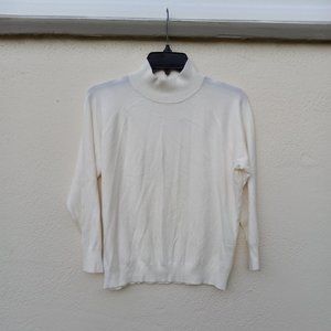NWT Ivory Minimalist Stretchy Knit Mock Neck Sweater Capsule